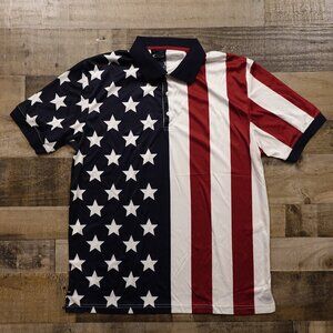American Summer Flag Polo‎ Shirt Men’s XL Stars & Stripes Patriotic USA